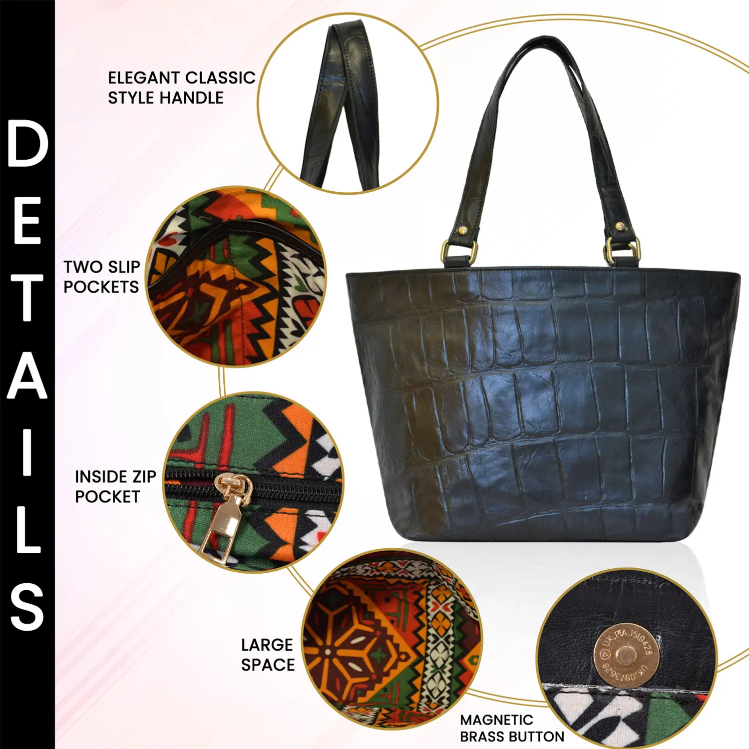 Genuine Leather Medium Tote Bag for Women