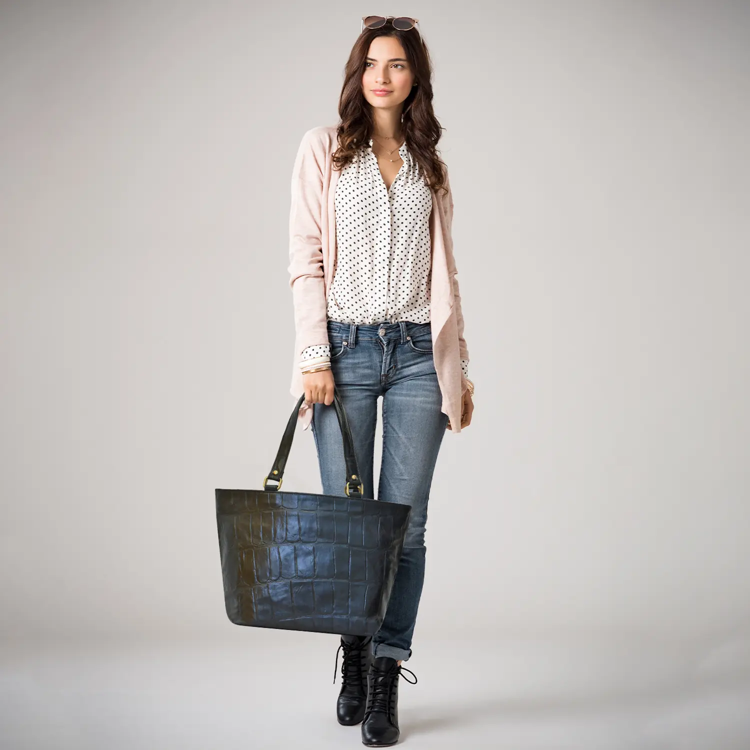 Genuine Leather Medium Tote Bag for Women